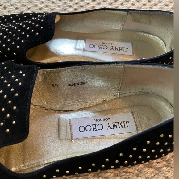 Jimmy Choo Black and gold Studded Loafers - Picture 4 of 6
